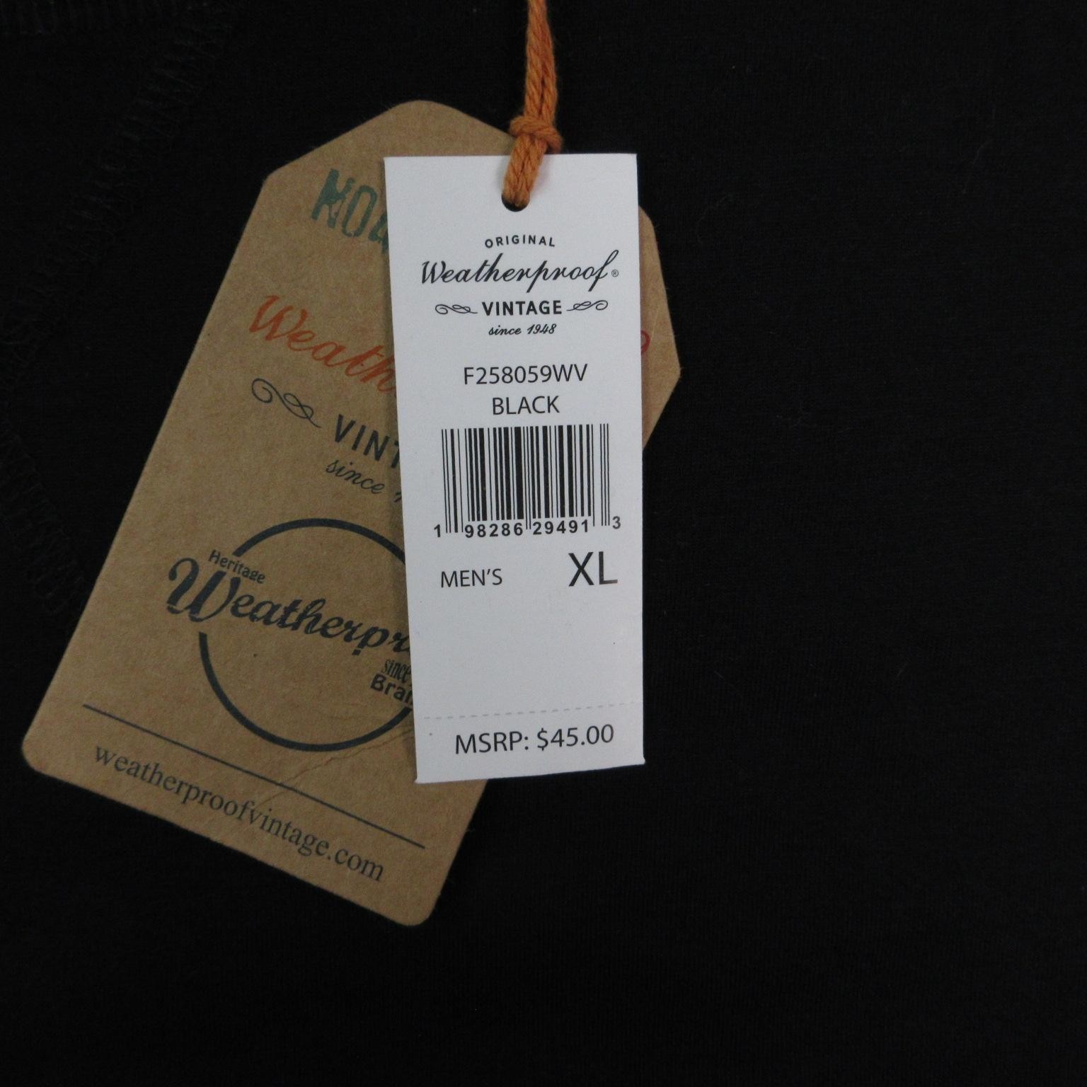 Weatherproof Vintage Shirt Mens XL Black Long Sleeve Crew Neck Logo NWT gallery