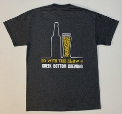 Creek Bottom Brewing 2-Sided Gray T-Shirt Medium Galax Virginia Beer Go W/ Flow
