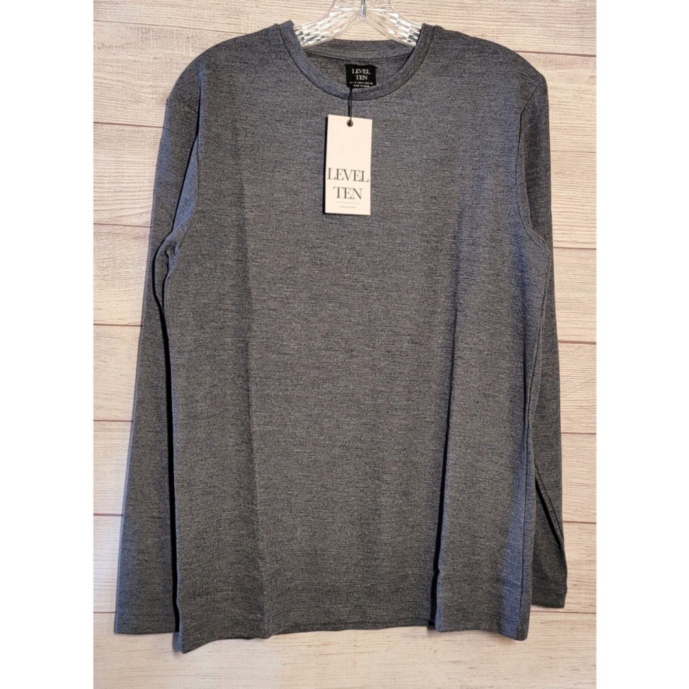 Level Ten T-shirt Men’s Size Small Gray Long Sleeve Crew Neck Causal NWT