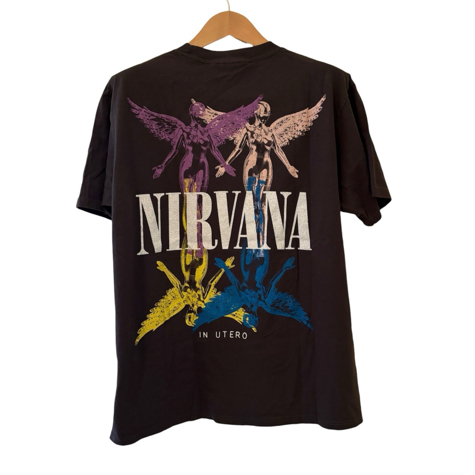Nirvana In Utero Spiral Print Vintage REPRINT Band Tee Shirt Size XL gallery