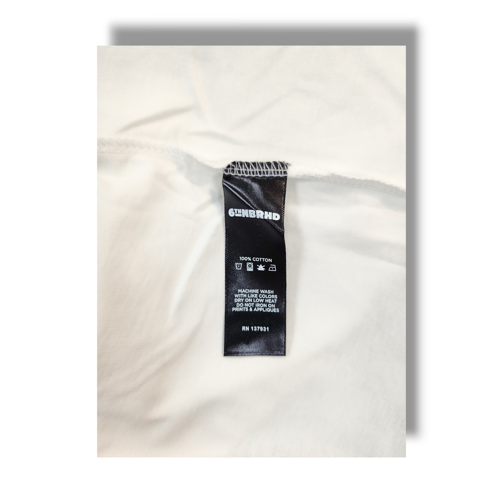 6th NBRHD "No Smoke" Crew Neck White T-Shirt Men's XL NWT gallery
