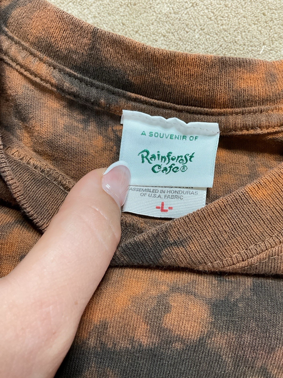Rainforest Cafe Tiger Face Tie Dye T-Shirt Adult Large All Over Print Orange gallery