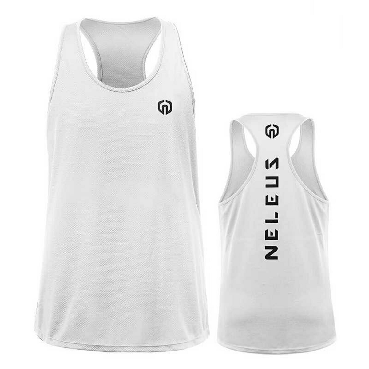 NELEUS 'Dry Fit Logo Muscle' Mesh Tank Top Men's M Gym Workout Exercise WHT NEW! gallery