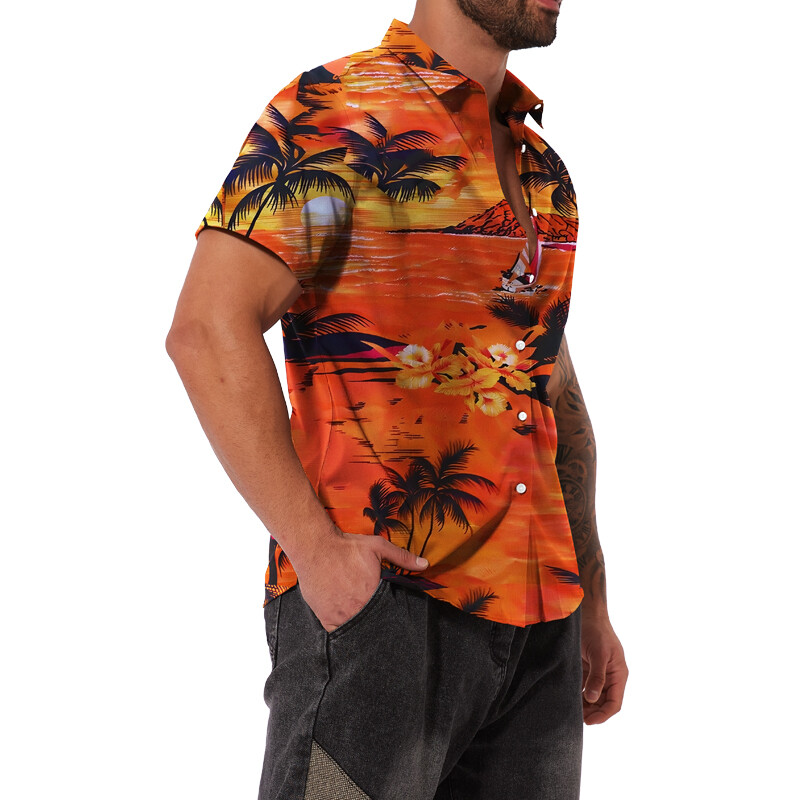 Hawaiian Shirt Men Aloha Summer Casual Beach Button-Down Cruise Holiday Party UE gallery