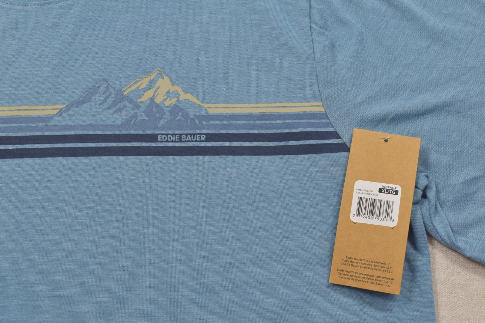 Eddie Bauer Men's XL Blue Graphic Mountain T-Shirt New With Tags Short Sleeve gallery