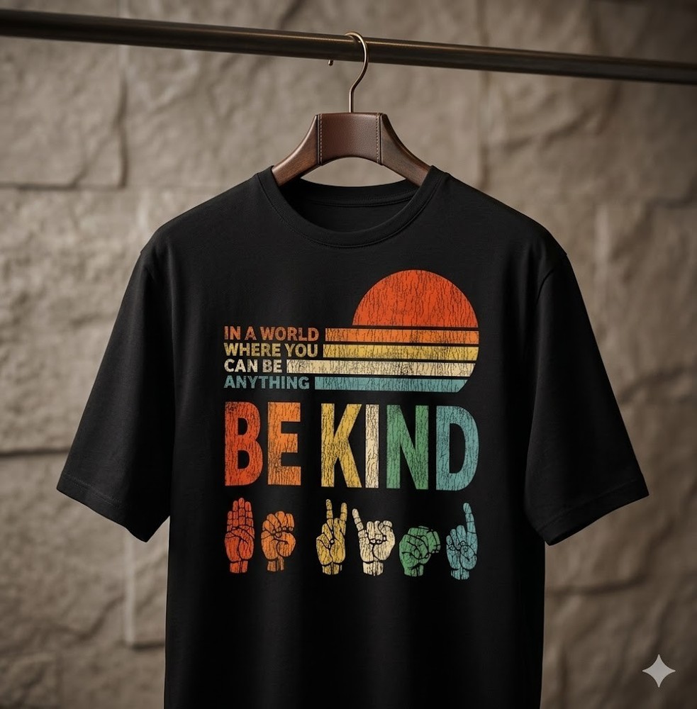 In A World Where You Can Be Anything Be Kind Sign Language T-Shirt – H053