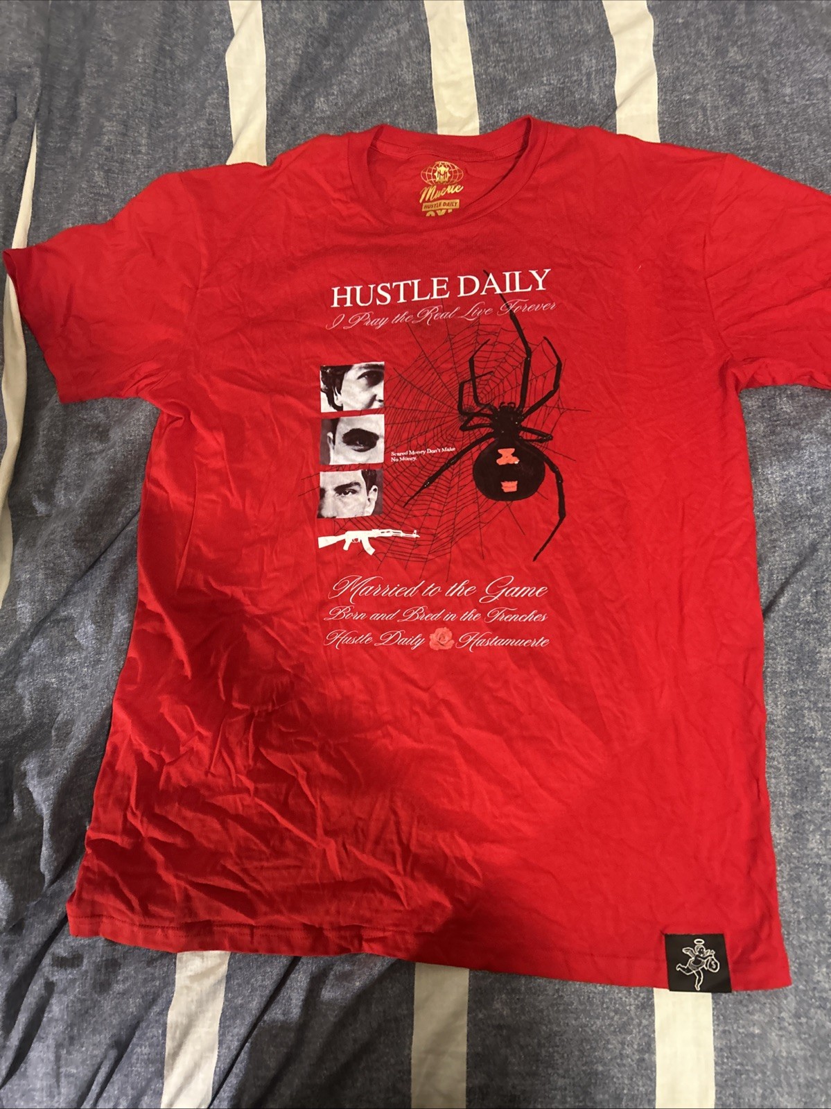 Men's Red Muerte Hustle Daily Short Sleeve T-shirt 2XL Black Widow Spider Web gallery