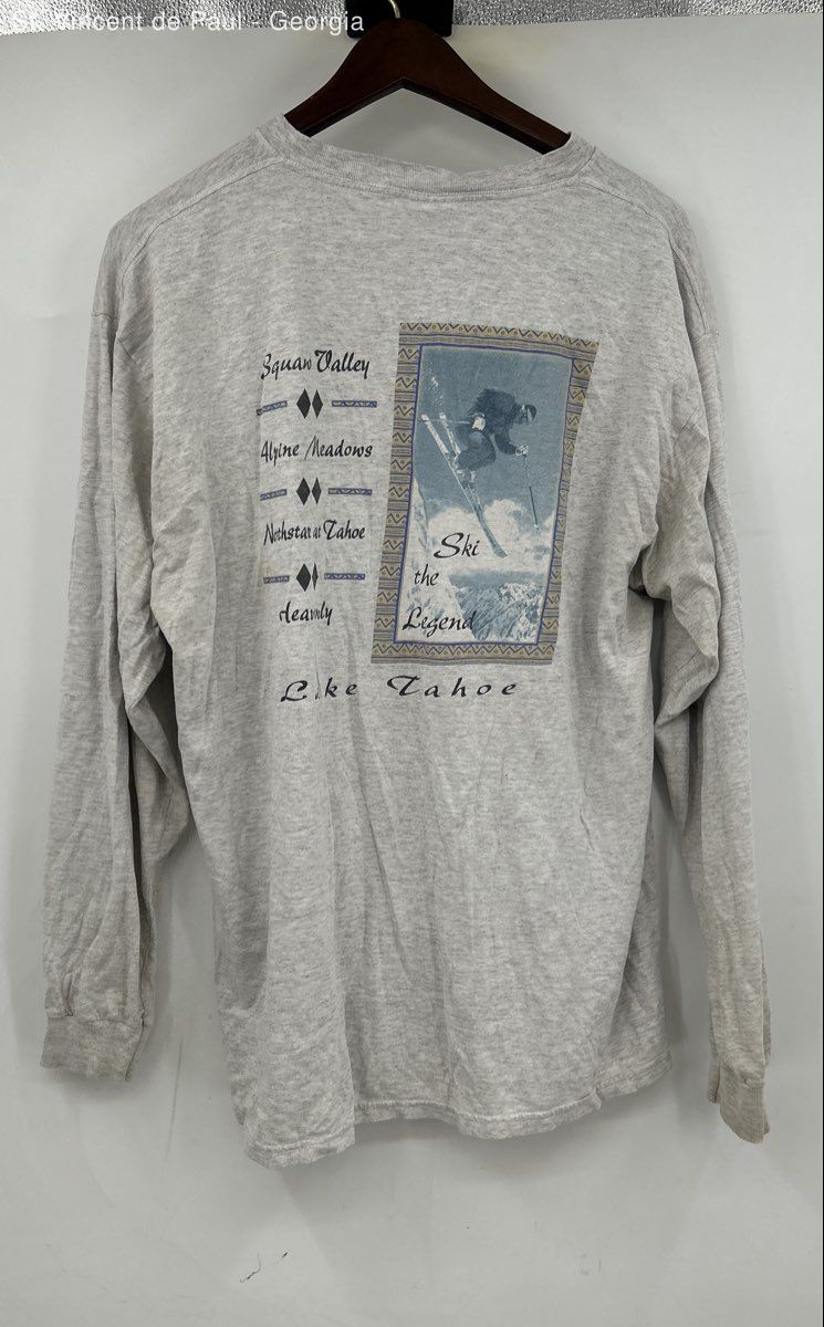 Tultex Vintage Lake Tahoe Long Sleeve Tee Shirt Men's XL Gray FLAW gallery