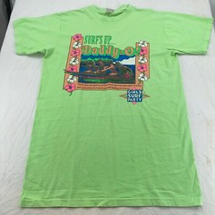 LONG LENGTH vtg 90s SURF’S UP DADDY-O GIRLS PARTY T-Shirt L beach neon hawaii