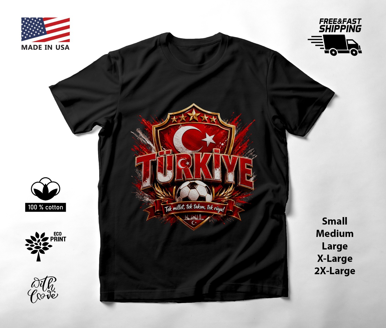 TURKIYE - NEW World Cup 2026 Football Soccer Fans Black T-Shirt Tee Shirt gallery