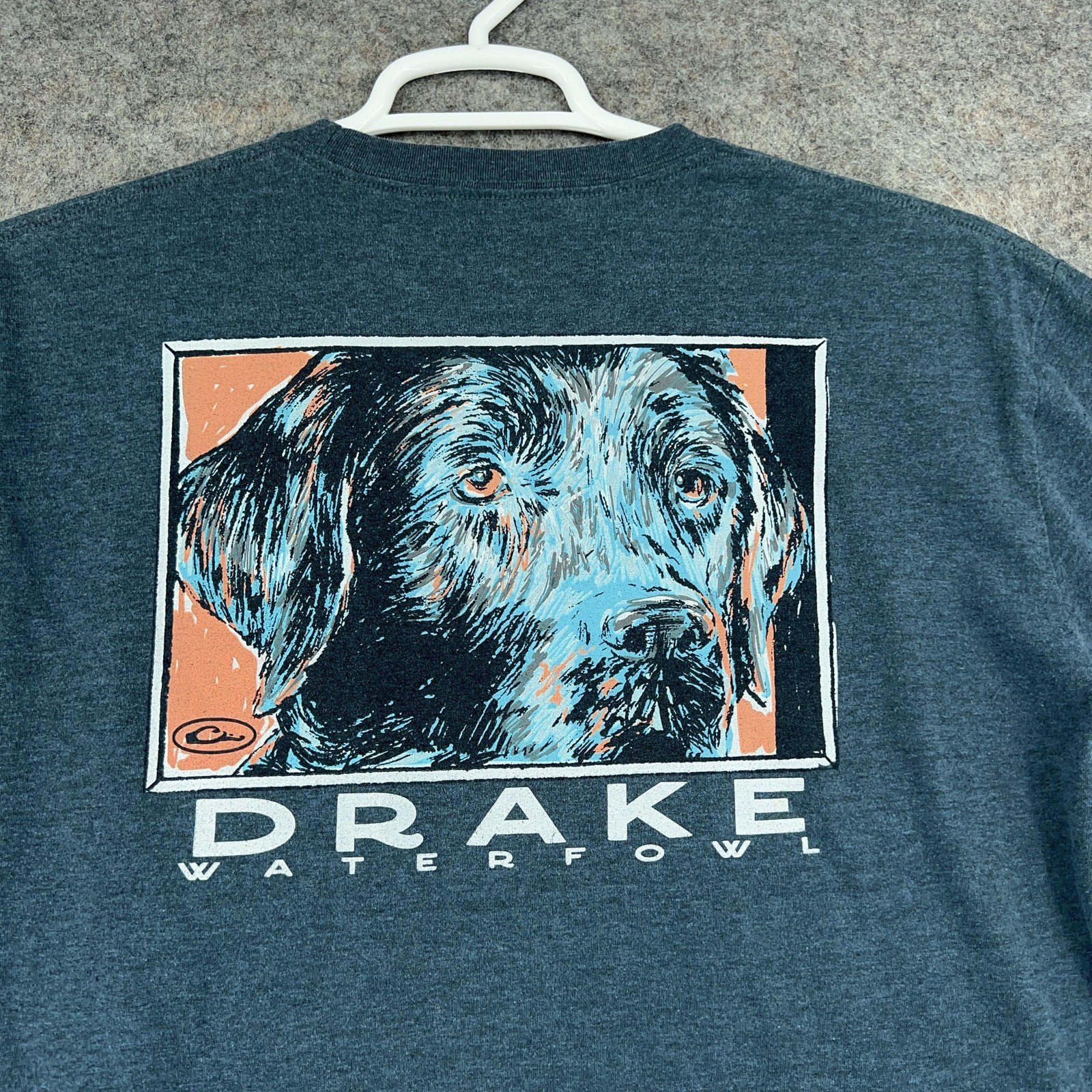 Drake Shirt Mens Large Blue Waterfowl Dog Graphic Tee Tagless Hunting Outdoor gallery