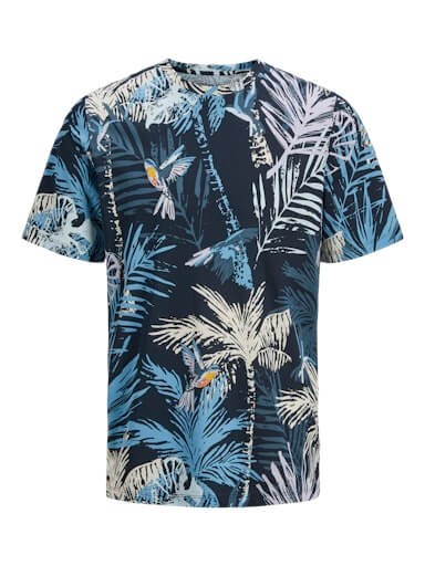 Jack & Jones 1 Pack JJHAWAII AOP Crew Neck 100% Cotton T-Shirt gallery