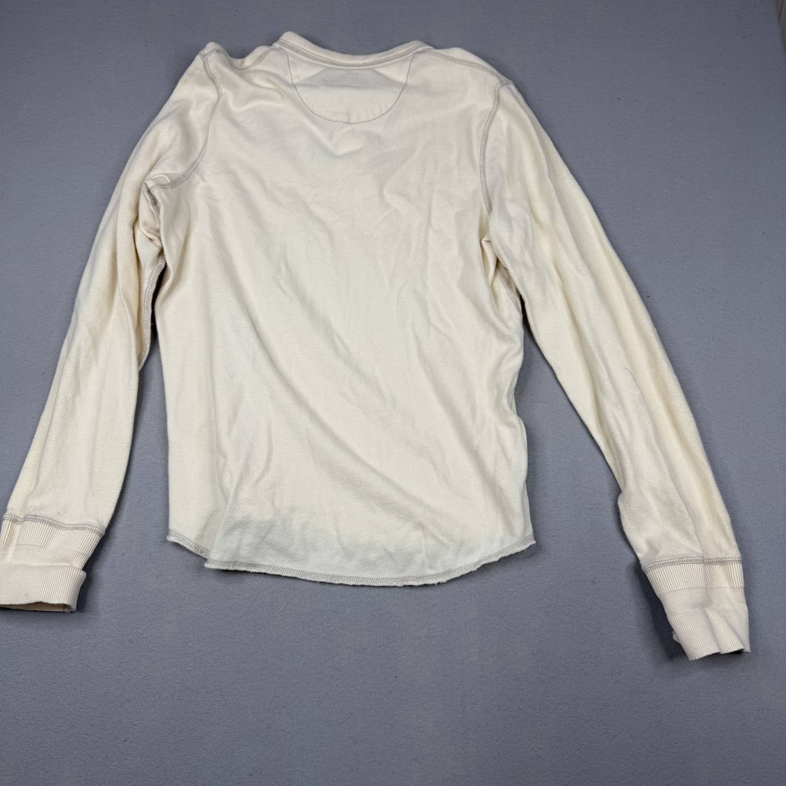 Vintage Abercrombie & Fitch Muscle fit Henley Thermal Cream Logo Y2K Preppy L gallery