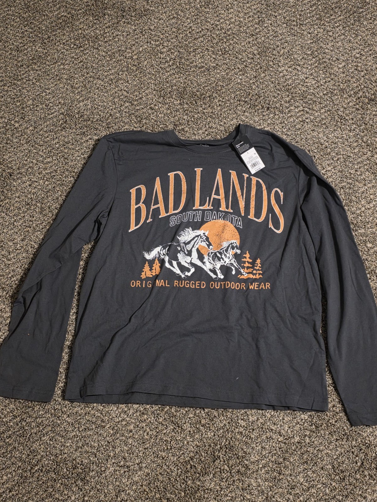 ☀️New Original Use Men's Bad Lands South Dakota Long Sleeve T-Shirt Grey Large gallery