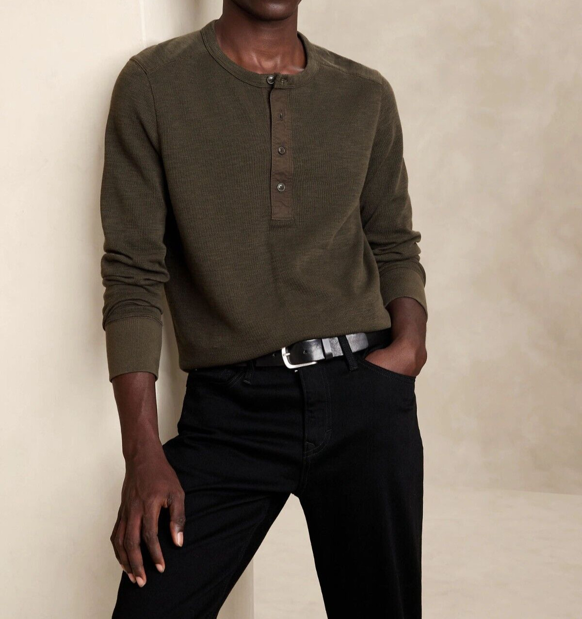 BANANA REPUBLIC Double-Knit Henley T-Shirt #734154 gallery