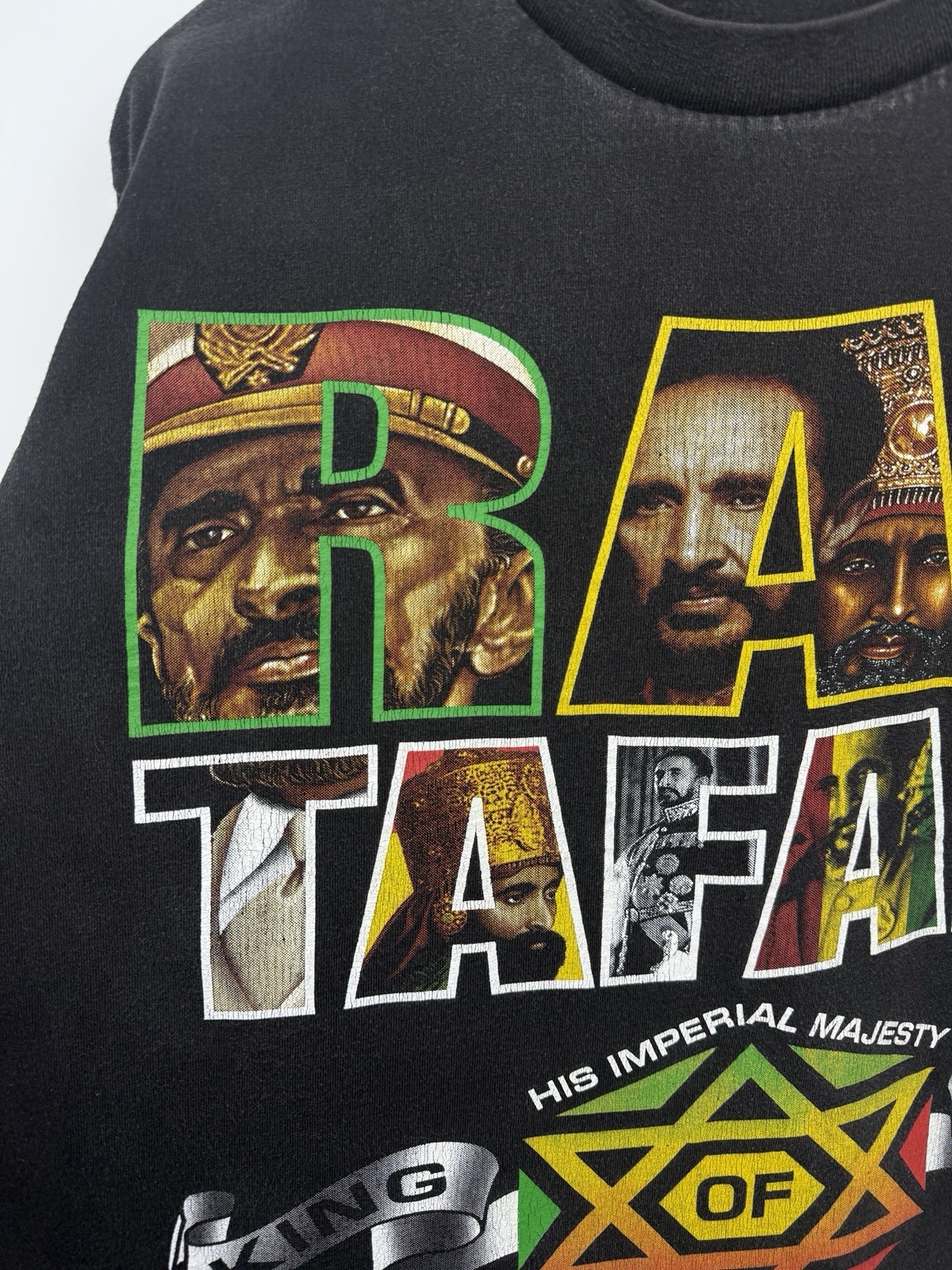 🇪🇹 Vintage 90s Haile Selassie RasTafari Emperor Ethiopia King Size L Color... gallery