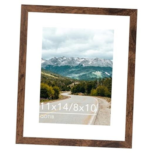 x4 Picture Frame with 8×0 Mat Deep Brown, Display 8×0 with Mat 11×14 inch 1