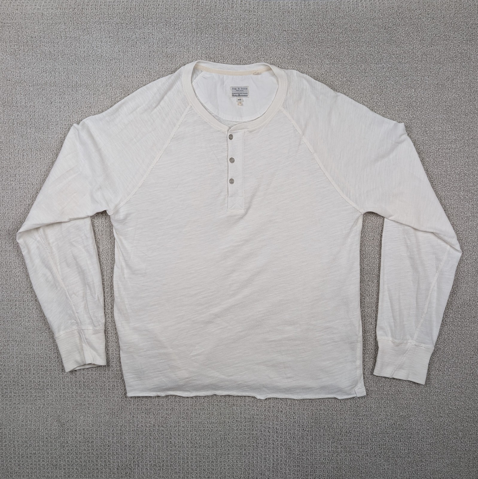Rag & Bone Henley Shirt Long Sleeve White Men’s XXL Cotton Standard Issue Base