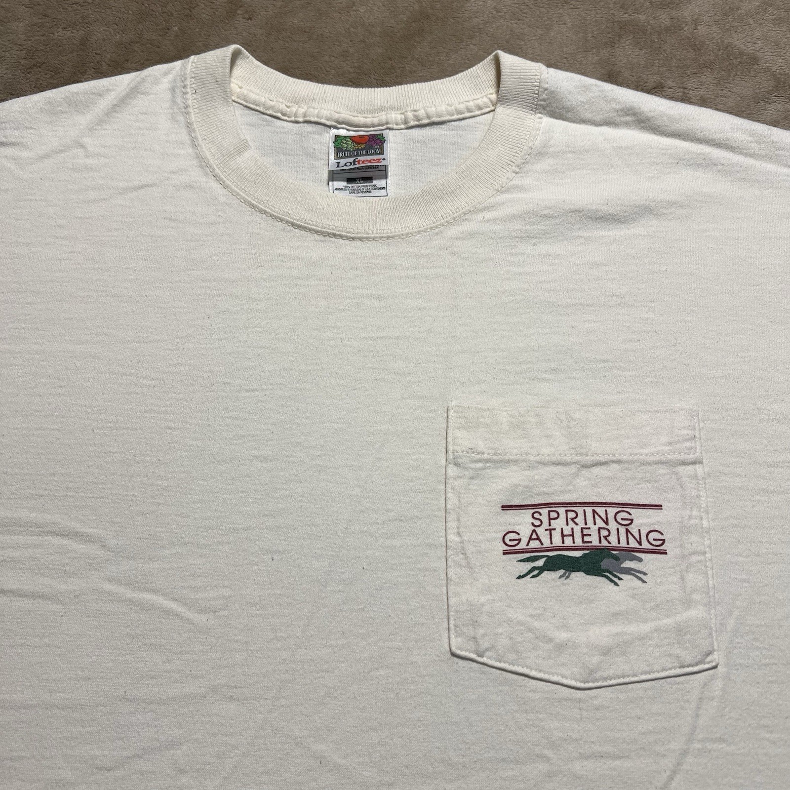 Vintage 90s Spring Gathering Pocket T Shirt XL Fruit Of The Loom USA Made Tee gallery