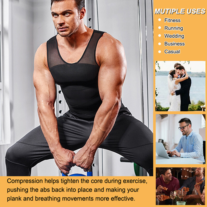 Men Gynecomastia Compression Shirts Tummy Control Body Shaper Tank Top Shapewear gallery