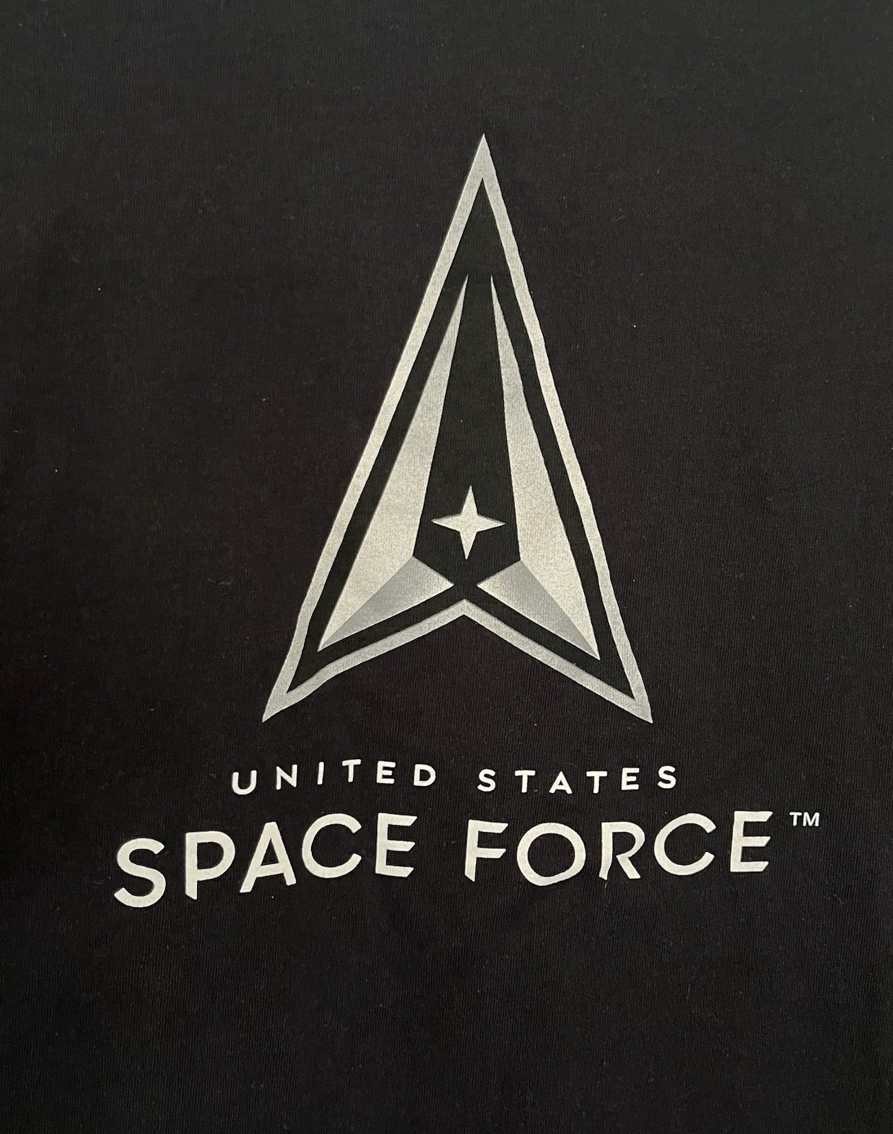 US Air Force Space Force T-shirt Men’s Medium Black W/ Grey Chevron Logo gallery