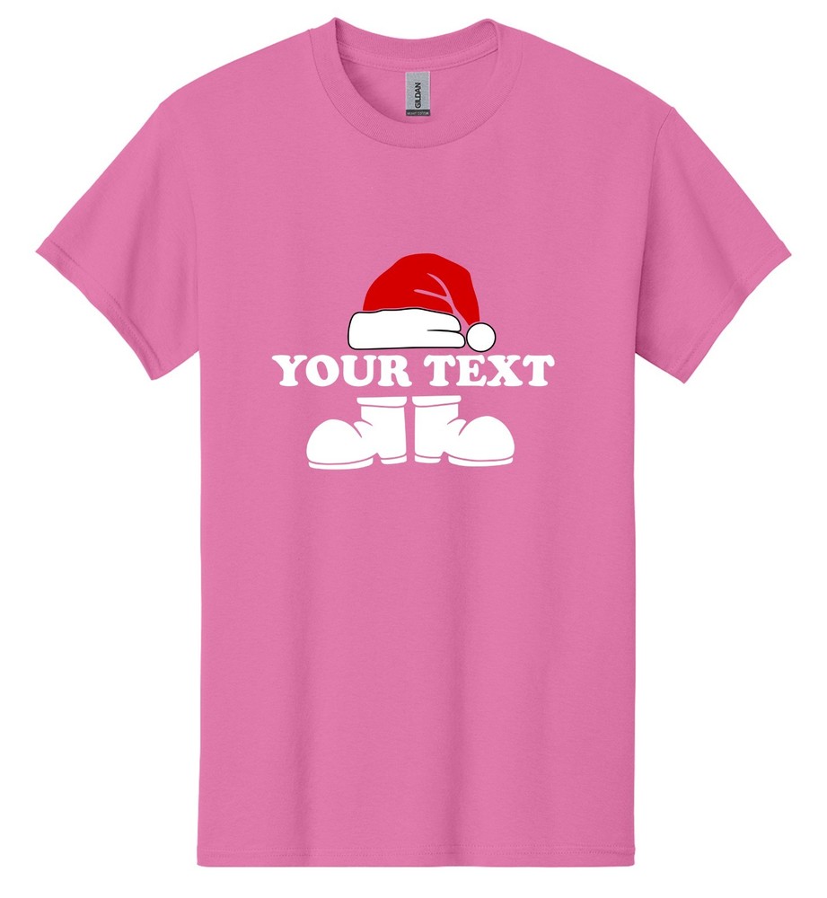 Personalized Custom Your Text Here Mens T Shirt Funny Santa Hat USA New Gift Tee