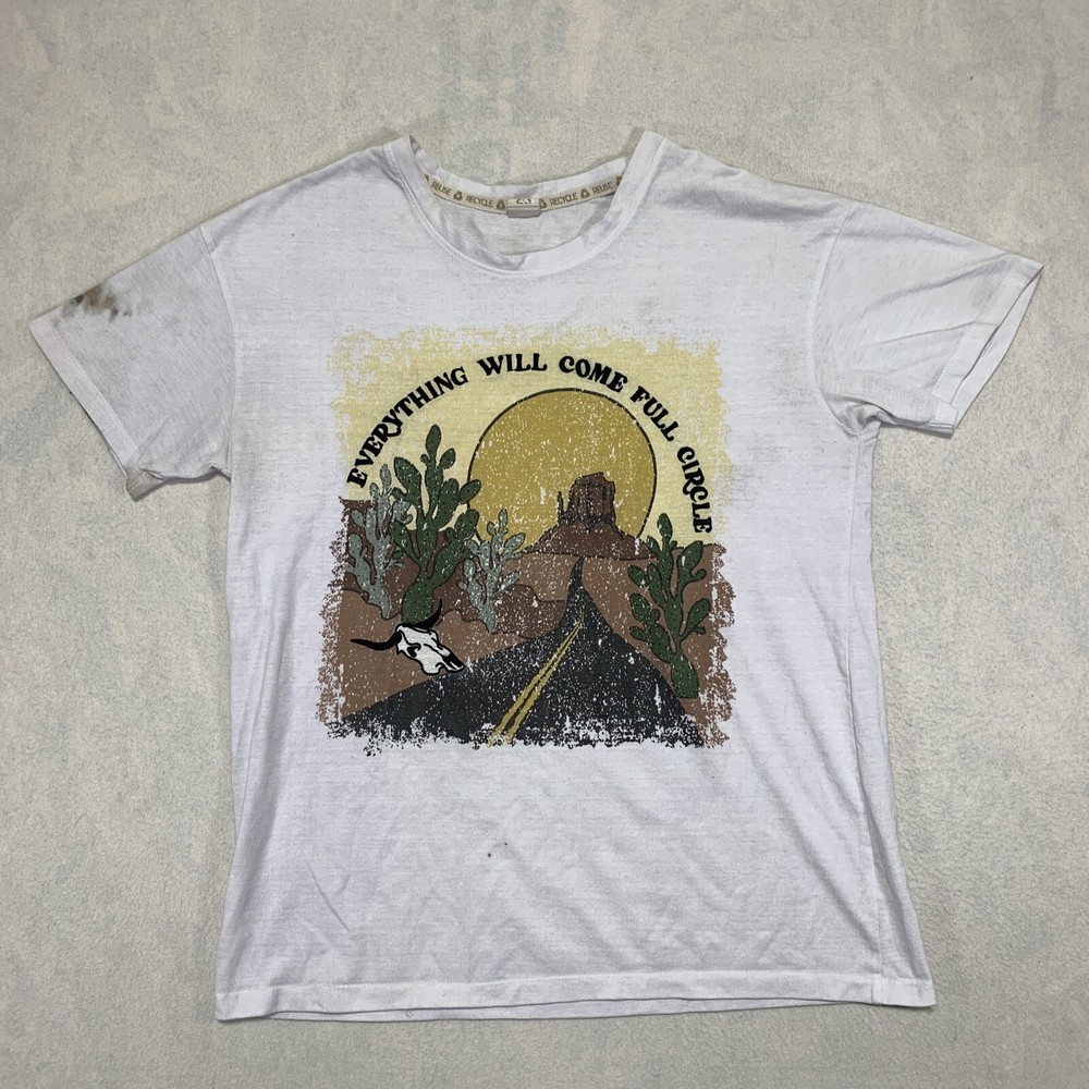 Recycle Threads T-Shirt Mens Large White Everything Will Come Full Circle