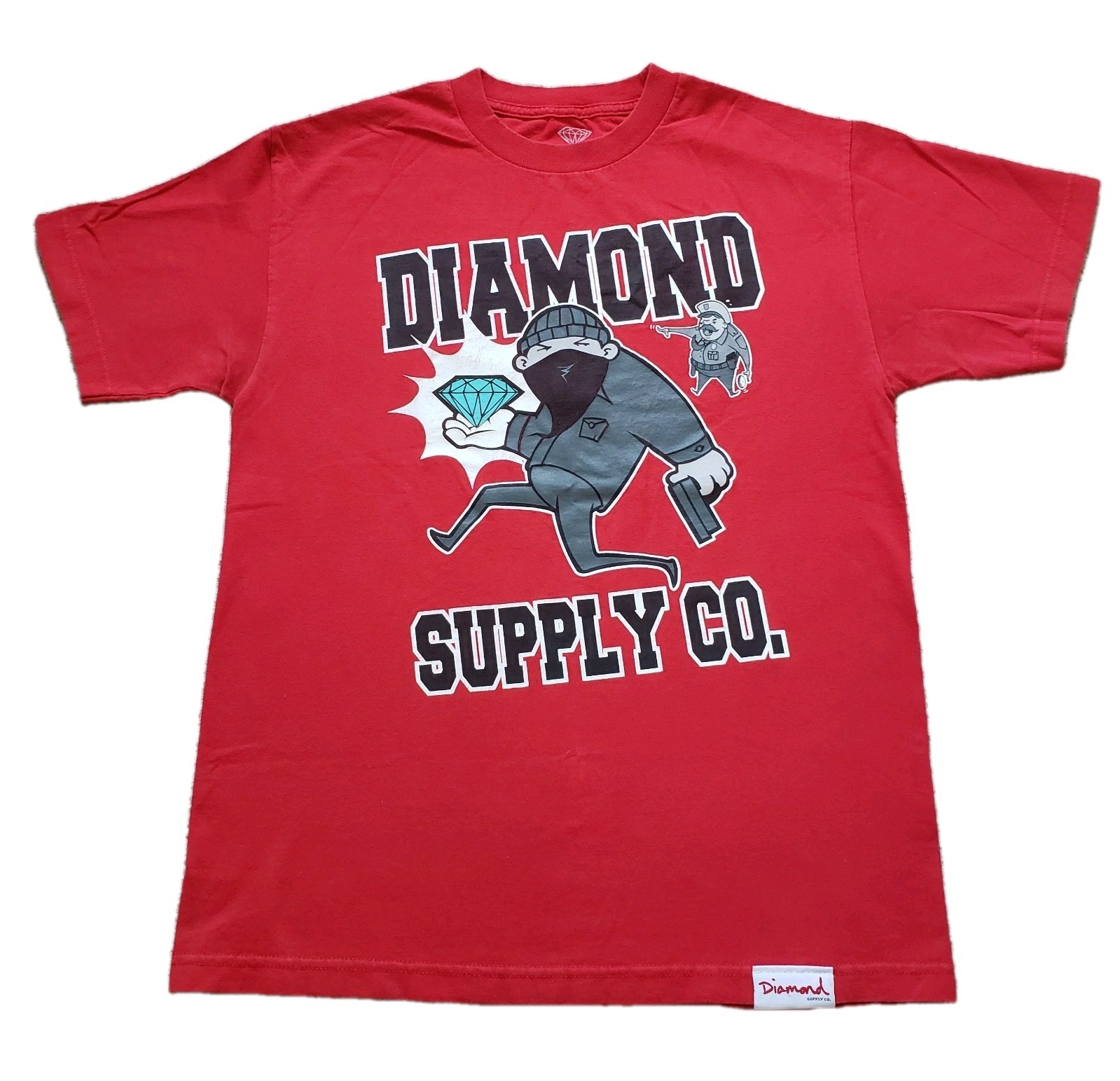 Vintage Y2K Diamond Supply Heist Size Medium USA Made Mens Red T-Shirt