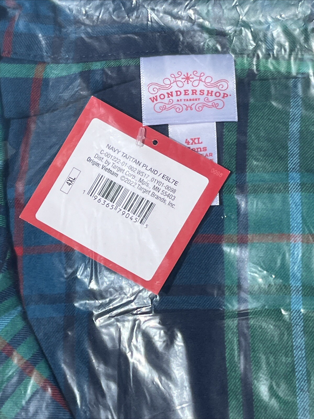Wondershop Mens Plus Size 4XL PAJAMA SET Pants & Shirt Green/Blue Plaid gallery