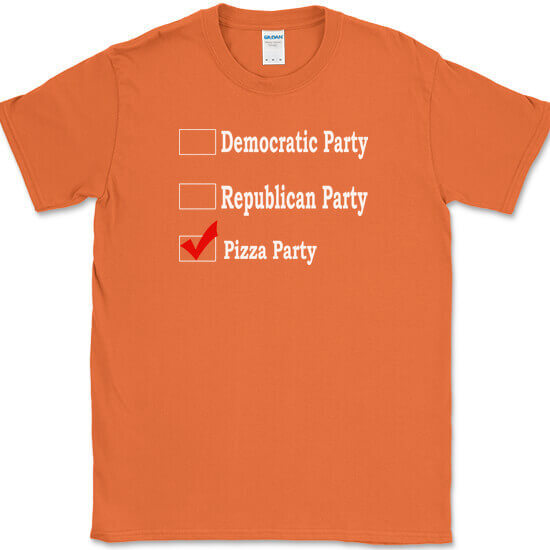 Republican Party Democrat Party Pizza Party T-Shirt Funny Political Food Tee gallery