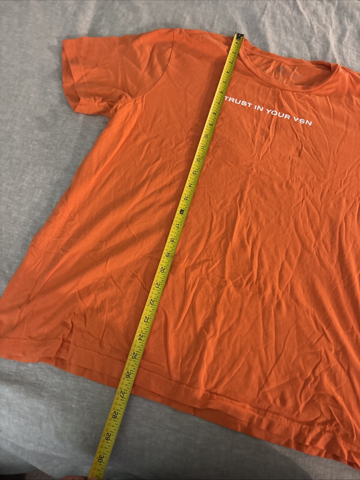 WRLDINVSN Streetwear Orange Graphic Tee - Trust in Your VSN size XL gallery