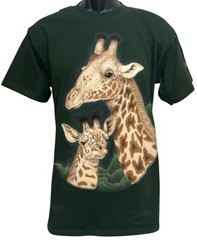 Gildan Tee Sz M Activewear Ultra Cotton Giraffe Graphic T-Shirt Green