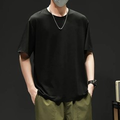 Men’s Summer Ice Silk Short-sleeved Simple and Fashionable Round Neck T-shirt