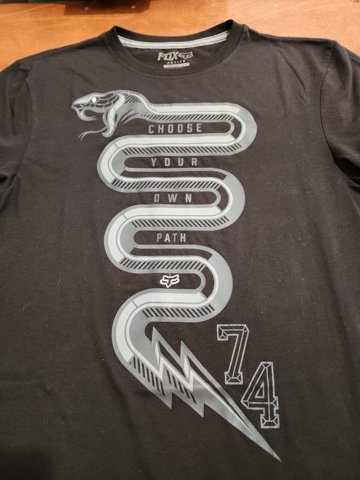 Fox Racing Men's LARGE Fox Tech Black 'Choose Your Own Path' T-shirt EUC. SB13 gallery