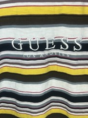 GUESS Los Angeles Vintage Striped Multi-Color Embroidered Shirt Size Small tags