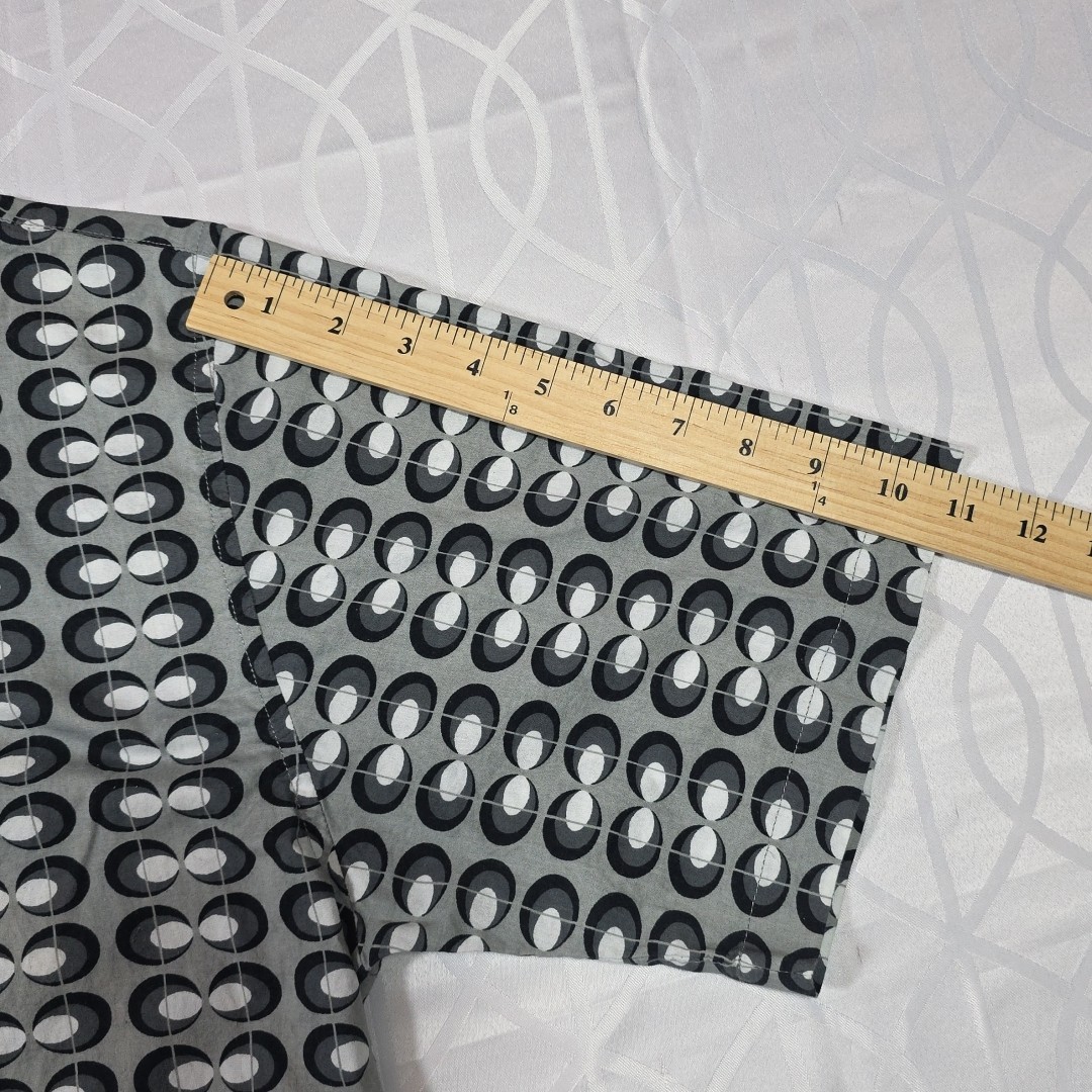 No boundaries Short Sleeve Shirt Button Up Black/white Geometric Pattern Cotton gallery