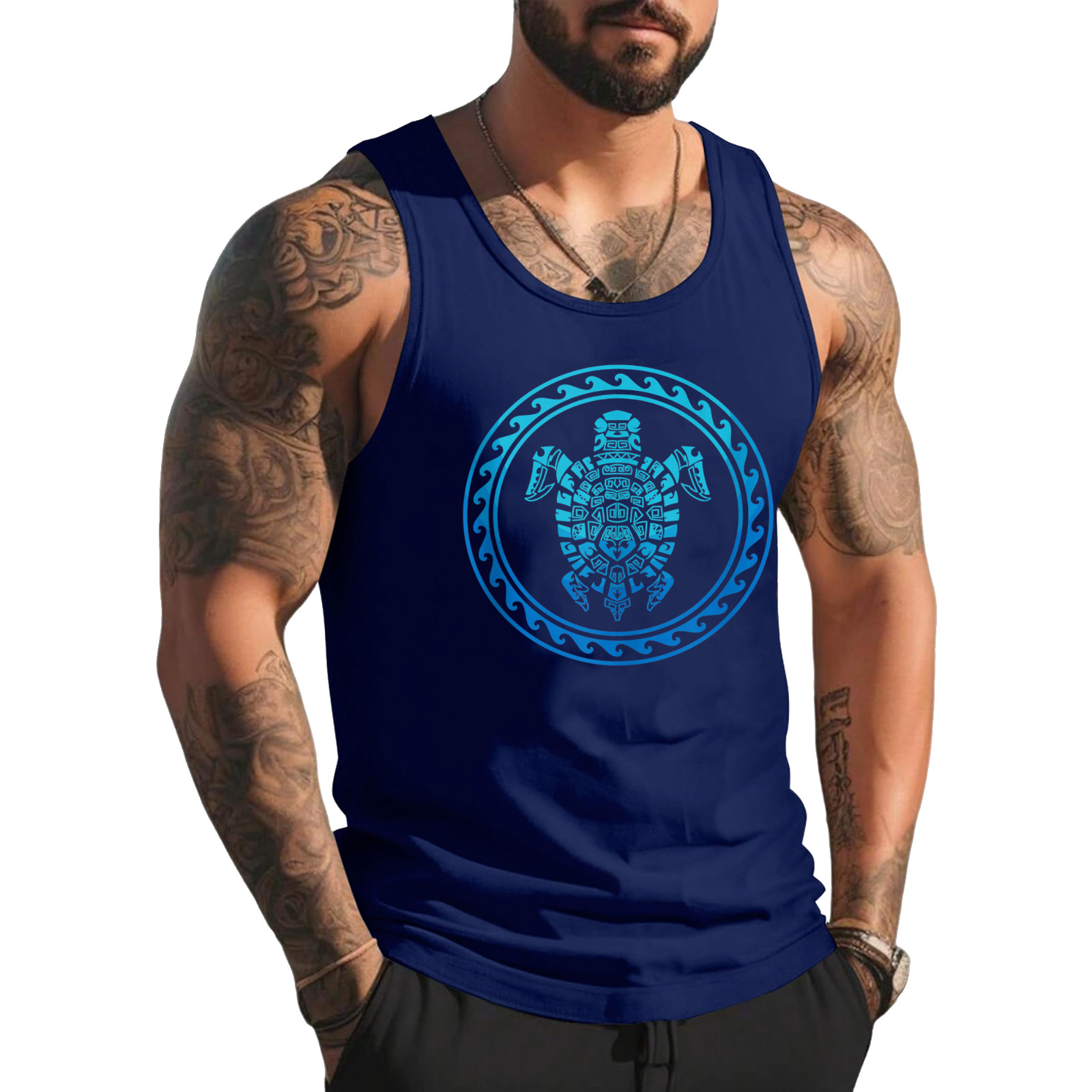Hawaiian Tribal Sea Turtle Polynesian Symbol Tank Top gallery