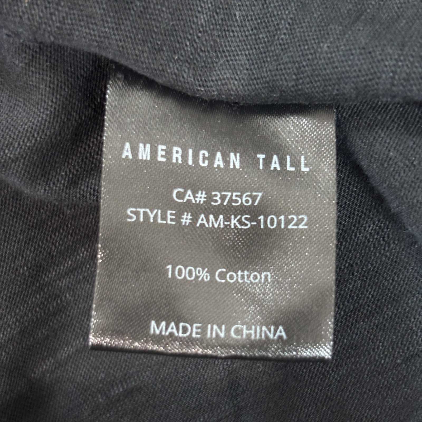 American Tall Slub Shirt Men's Medium MT Black Solid Cotton Crewneck Tee Soft gallery