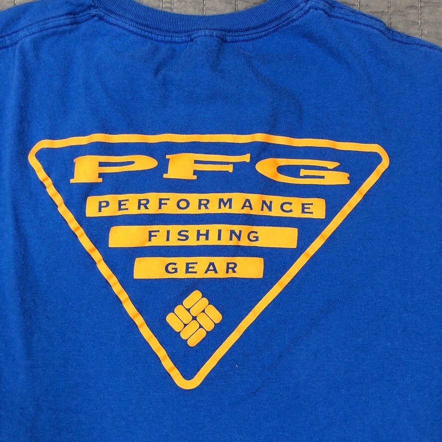 Columbia T Shirt Men Large Blue PFG Graphic Logo Fishing Gear Muscle Sleeveless gallery