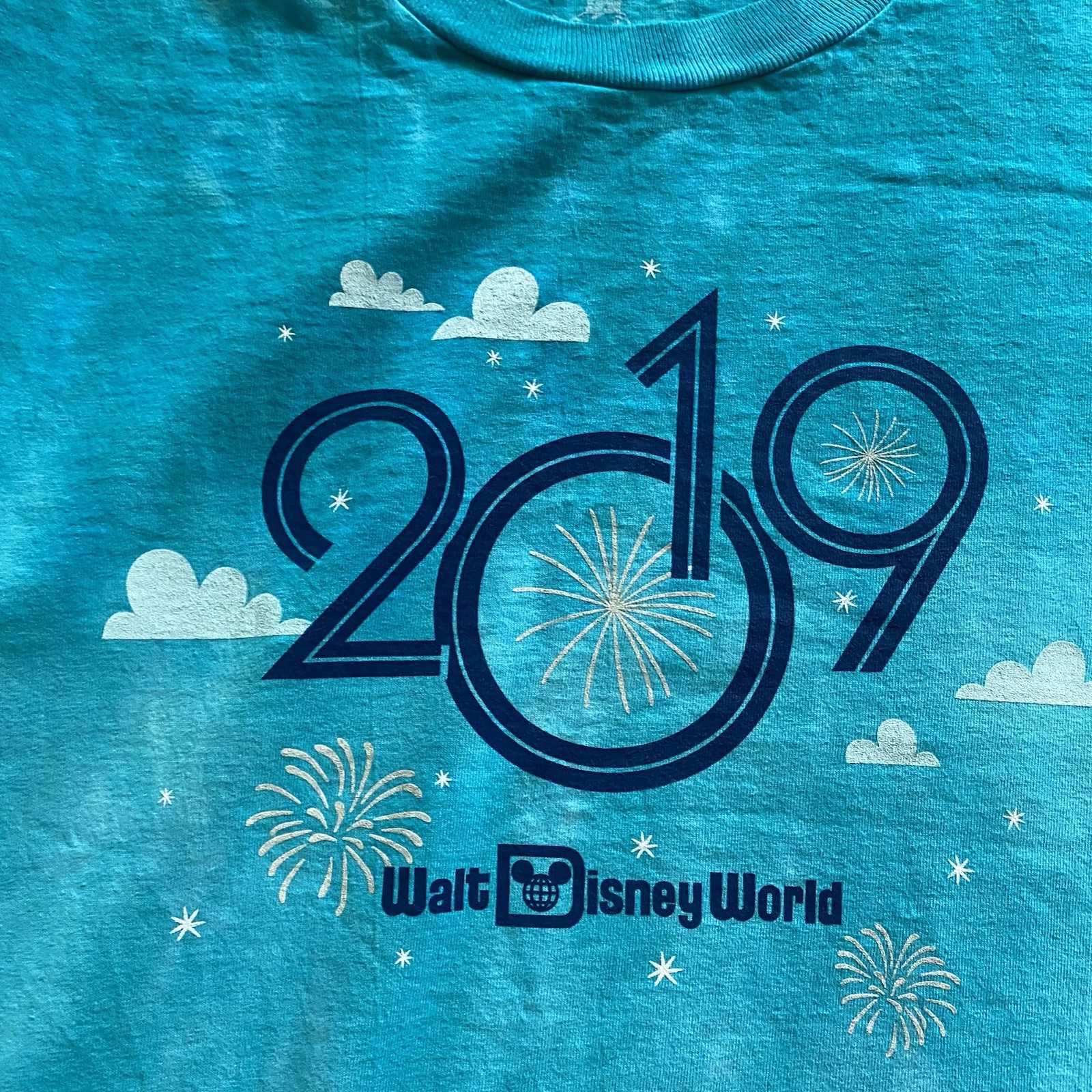 2019 Disney World New Year T Shirt Mens Medium Blue Tie Dye 2010s Orlando FL gallery