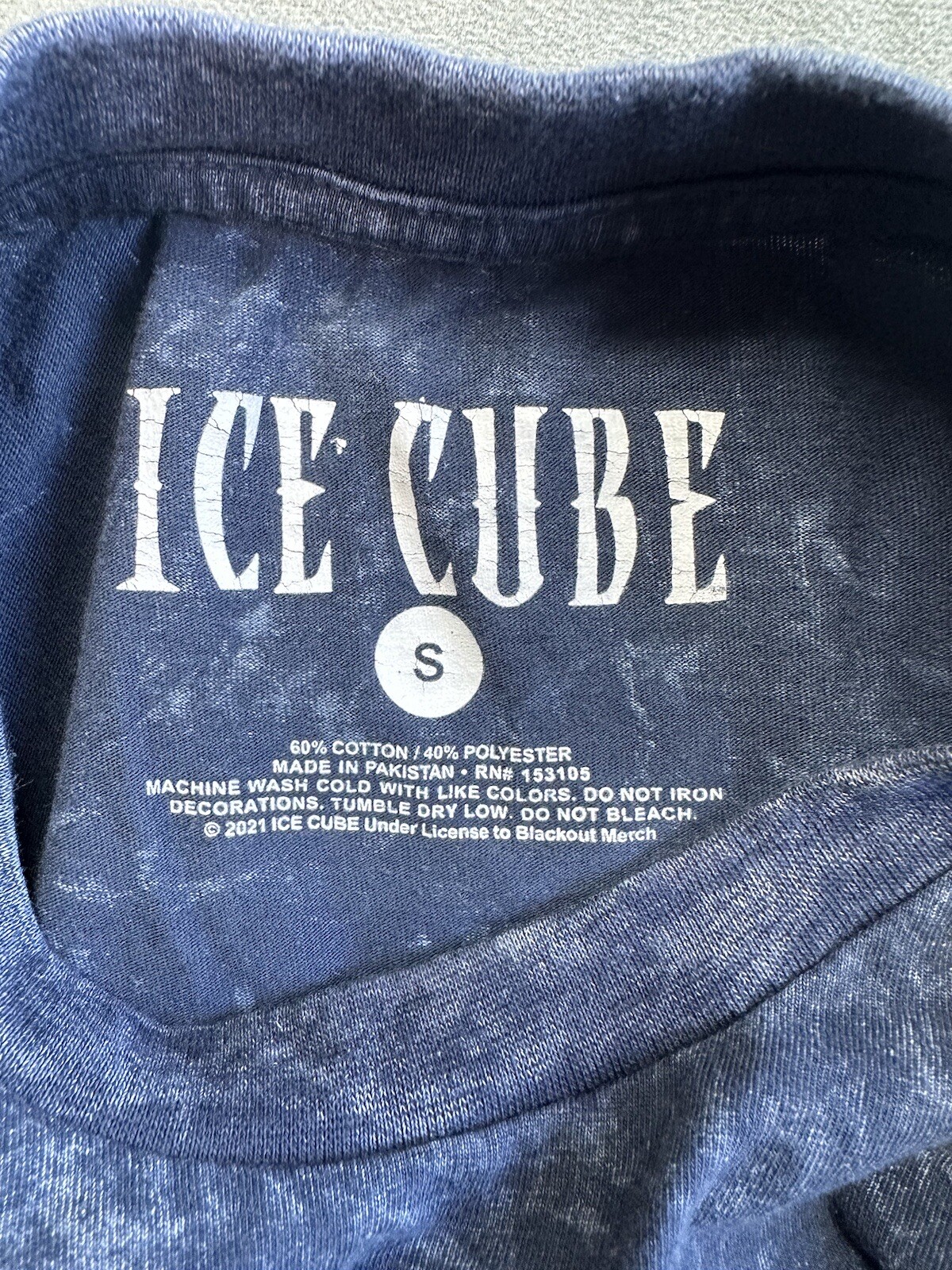 Ice Cube Picture Blue Print Tshirt Short Sleeve Graphic Tee Mens Small Digital gallery