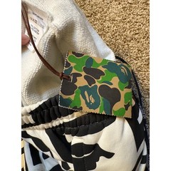 NWT Bape Lux Sport Pattern ‘Ivory” Sweatpants Pants Mens Size Large Black White