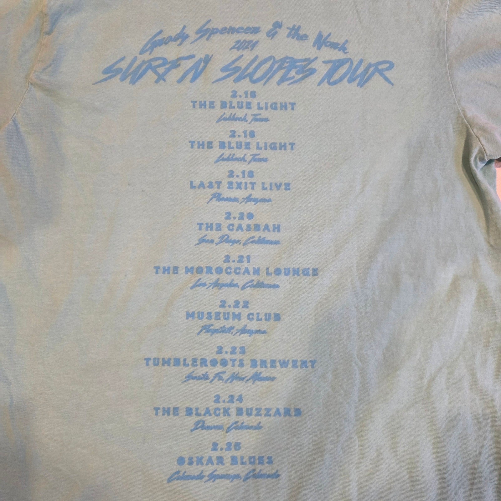 Grady Spencer & The Work Surf N Slopes Tour 2024 Band Tee Comfort Colors Blue M gallery