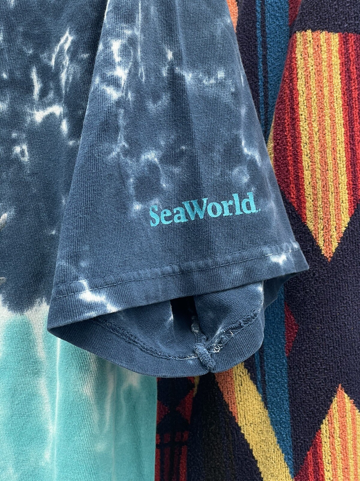 Vintage Sea World Dolphin Print Tie Dye TShirt Nature Tee Large Delta gallery