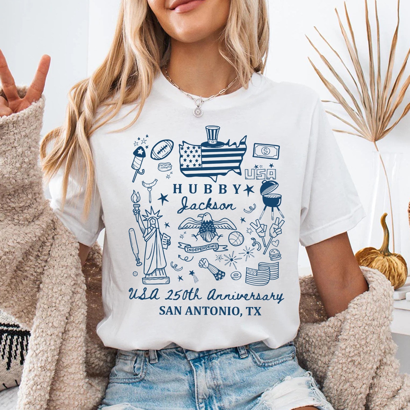 Personalized Hubby Shirt Custom Name State USA 250th Anniversary 4th July Tee