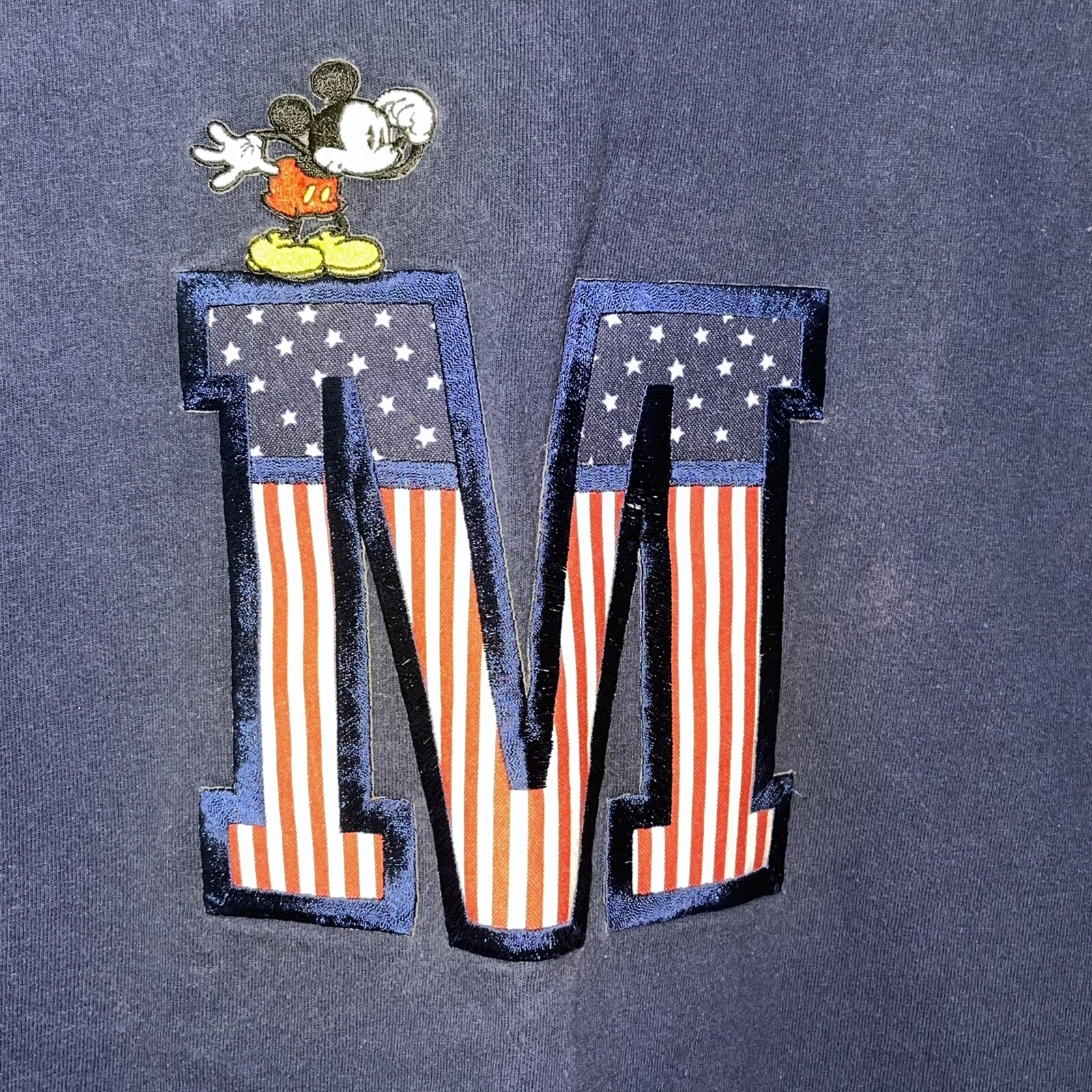 Vintage Disney Mickey Mouse t shirt single stitch felt applique one size e100 gallery
