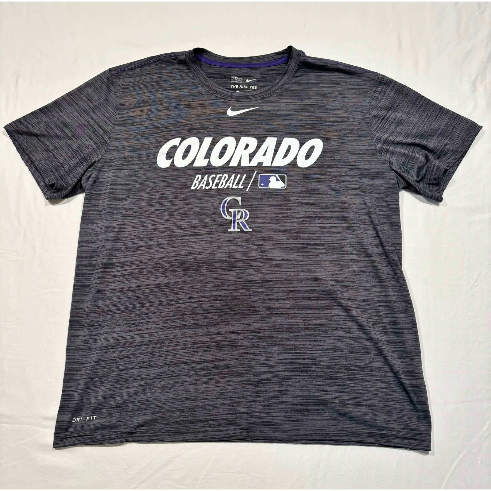 Nike Colorado Rockies MLB Baseball Dri-FIT Shirt Mens XL Gray Space Dye Heather gallery