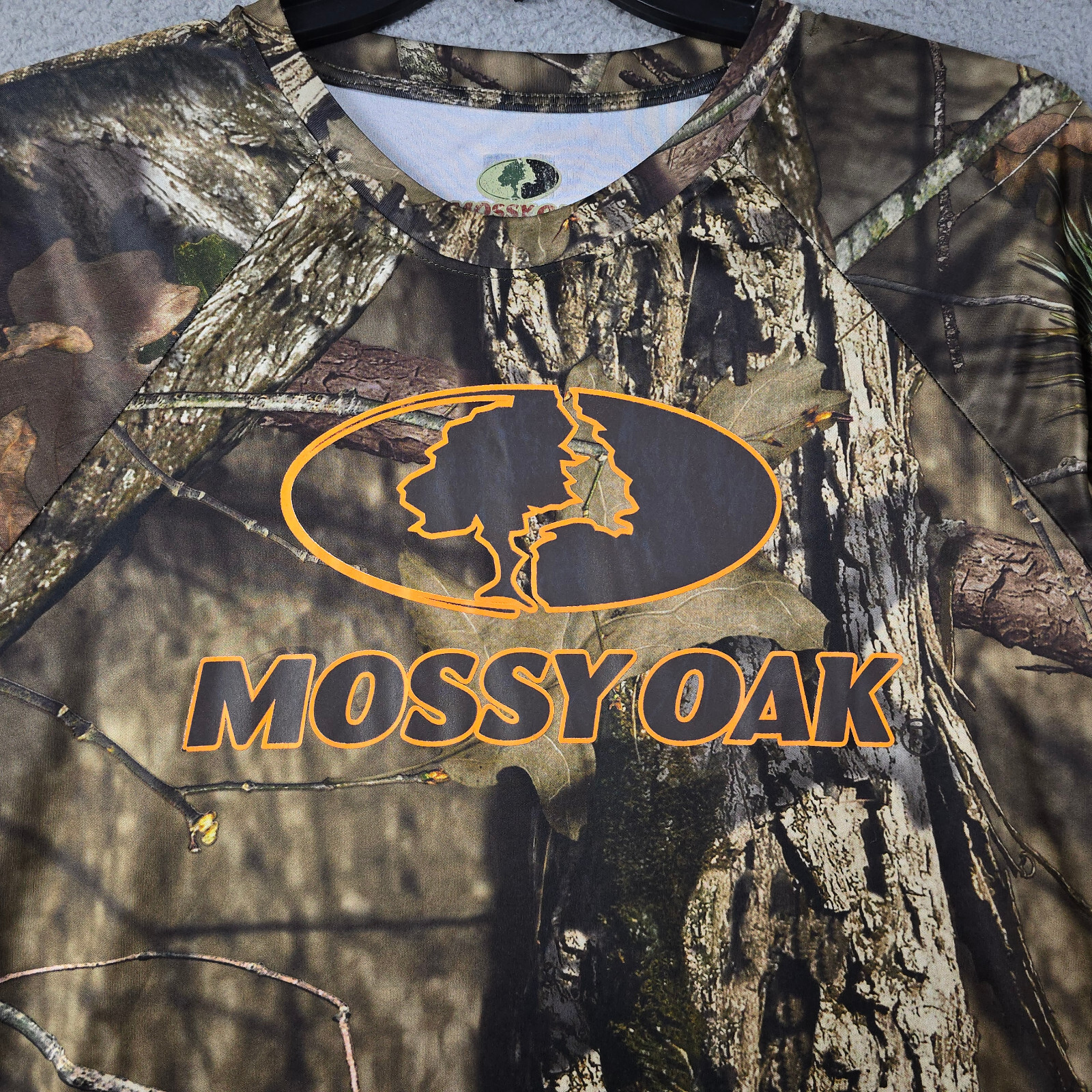 Mossy Oak Camo Shirt Large Brown Green Outdoor Hunting Fishing Casual Polyester gallery