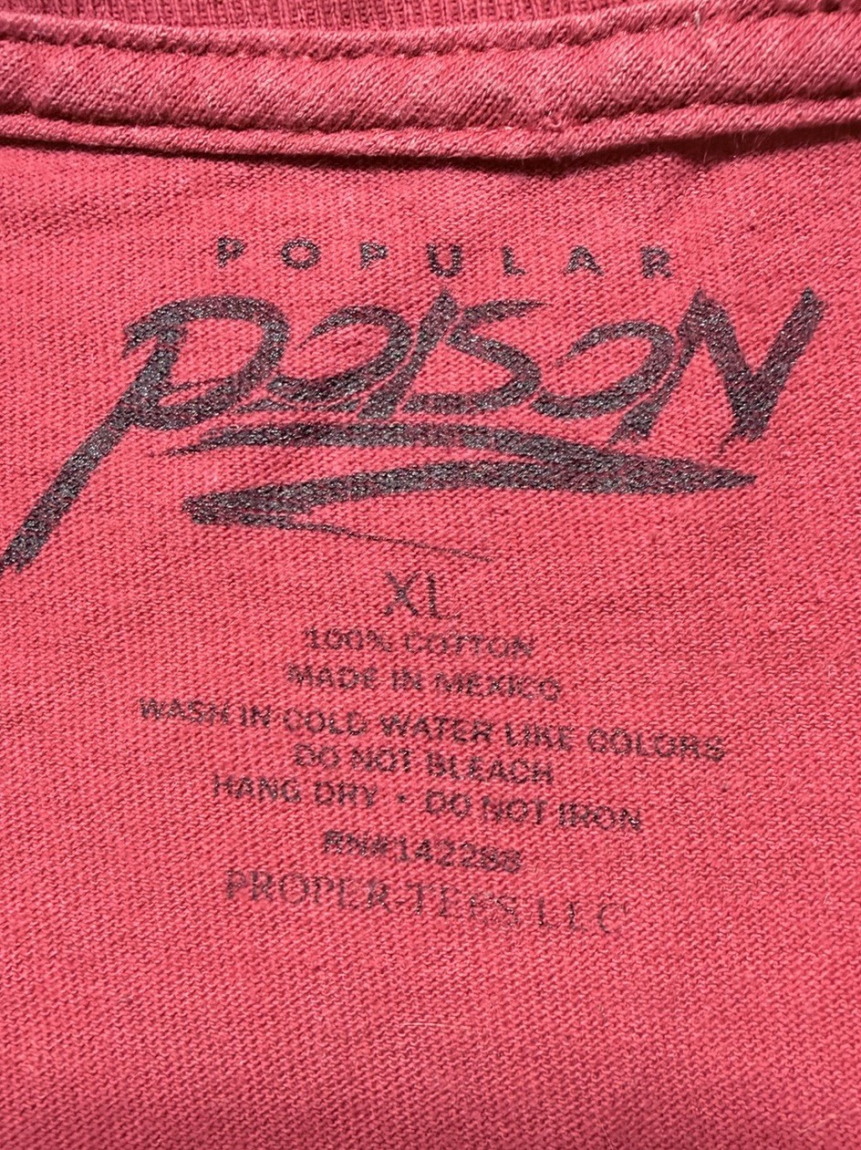 Y2K Rockstar XL Graphic Tee Red Edgy Tattoo Model Grunge Distressed Oversized gallery