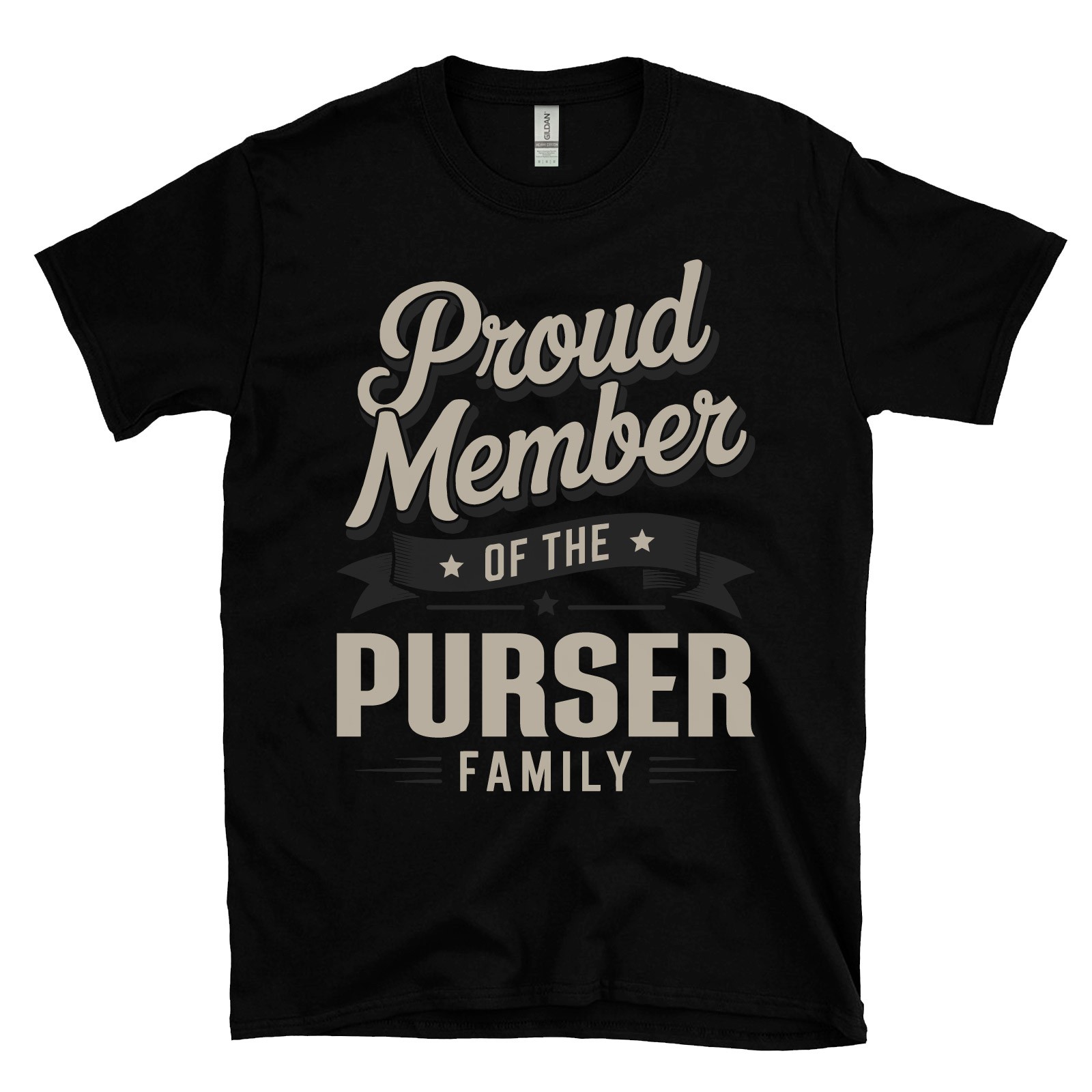 PROUD MEMBER OF THE PURSER FAMILY T-SHIRT surname last name heritage ancestry